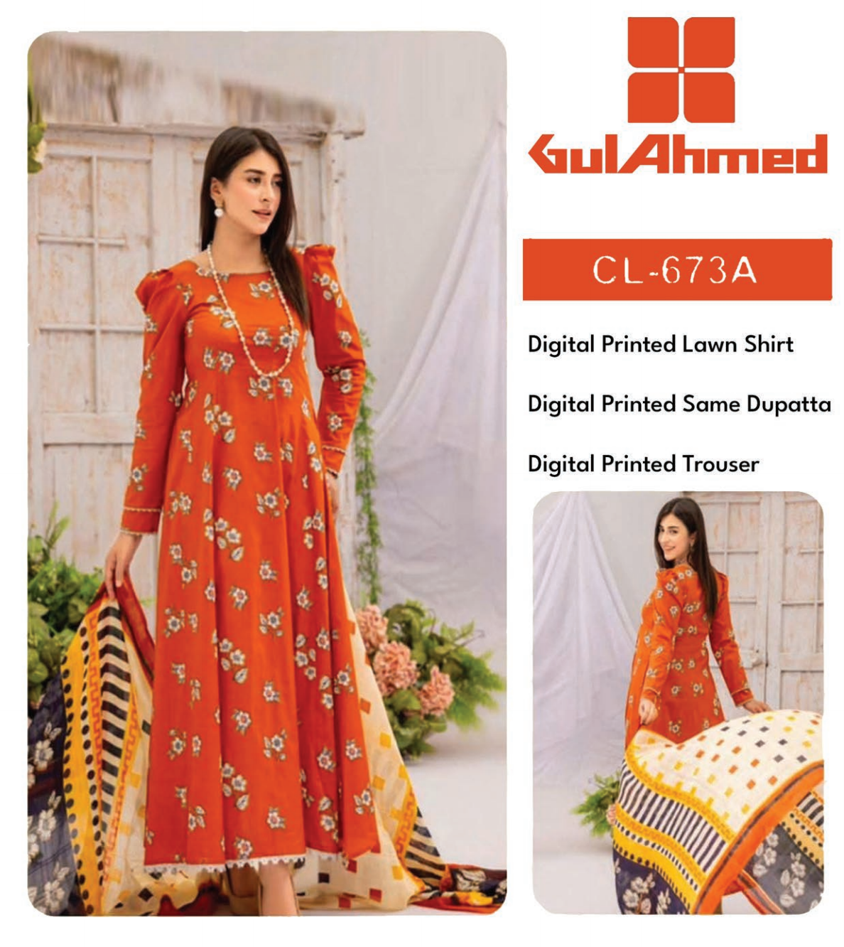 GulAhmed Lawn Printed 3PC In Wholesale Price