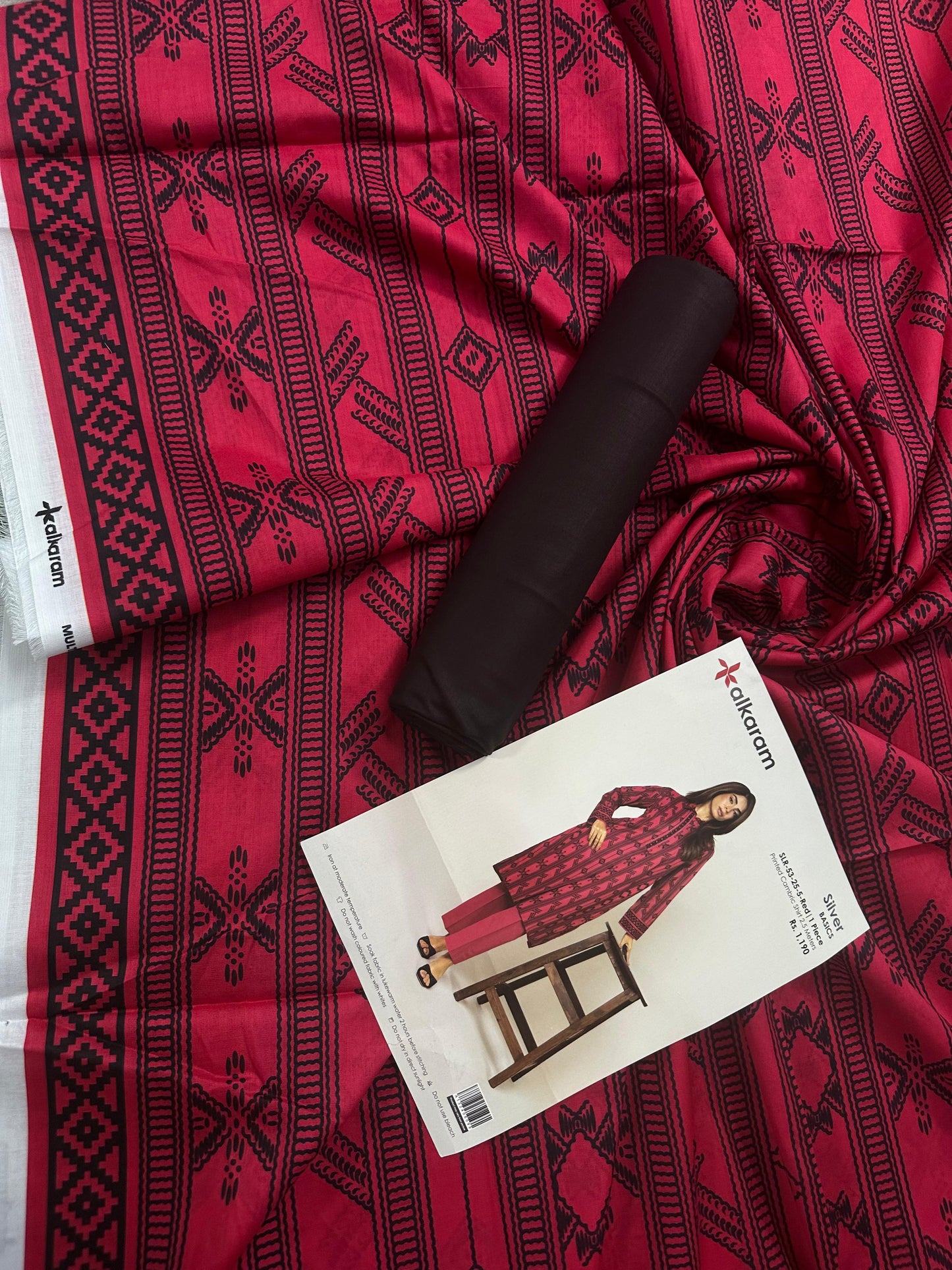 Alkaram Red-Black 2Pcs S+T