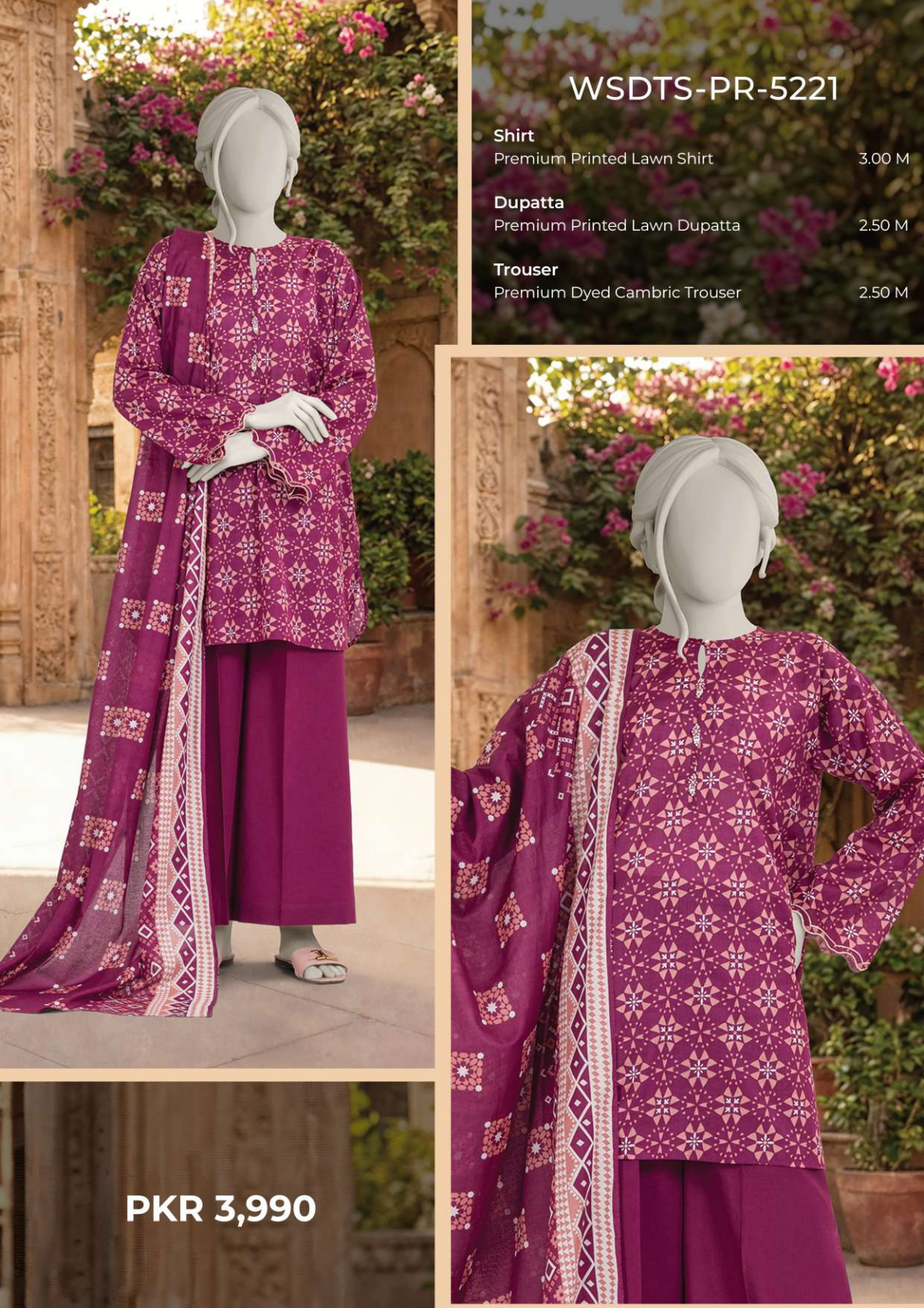 MTJ Original(WSDTS-PR-5221) Printed Lawn Unstitched Collection β Summer 2026