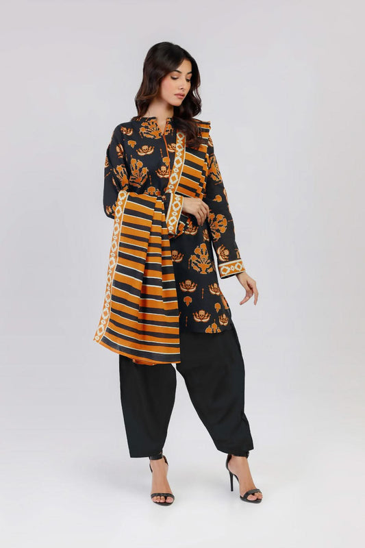 Alkaram Digital Printed Lawn 3 Piece ๐๐งก