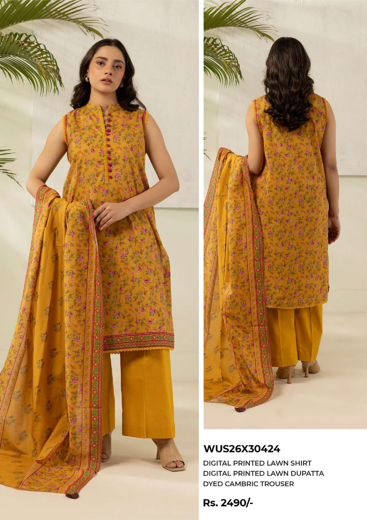 ZELLBURY Unstitched 3pcs Lawn Collection D.C:- WUS26X30424