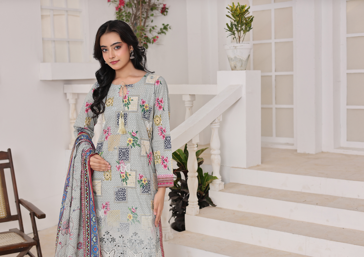 Bonanza Sage Gray Embroidery 3pcs Unstitched Collection