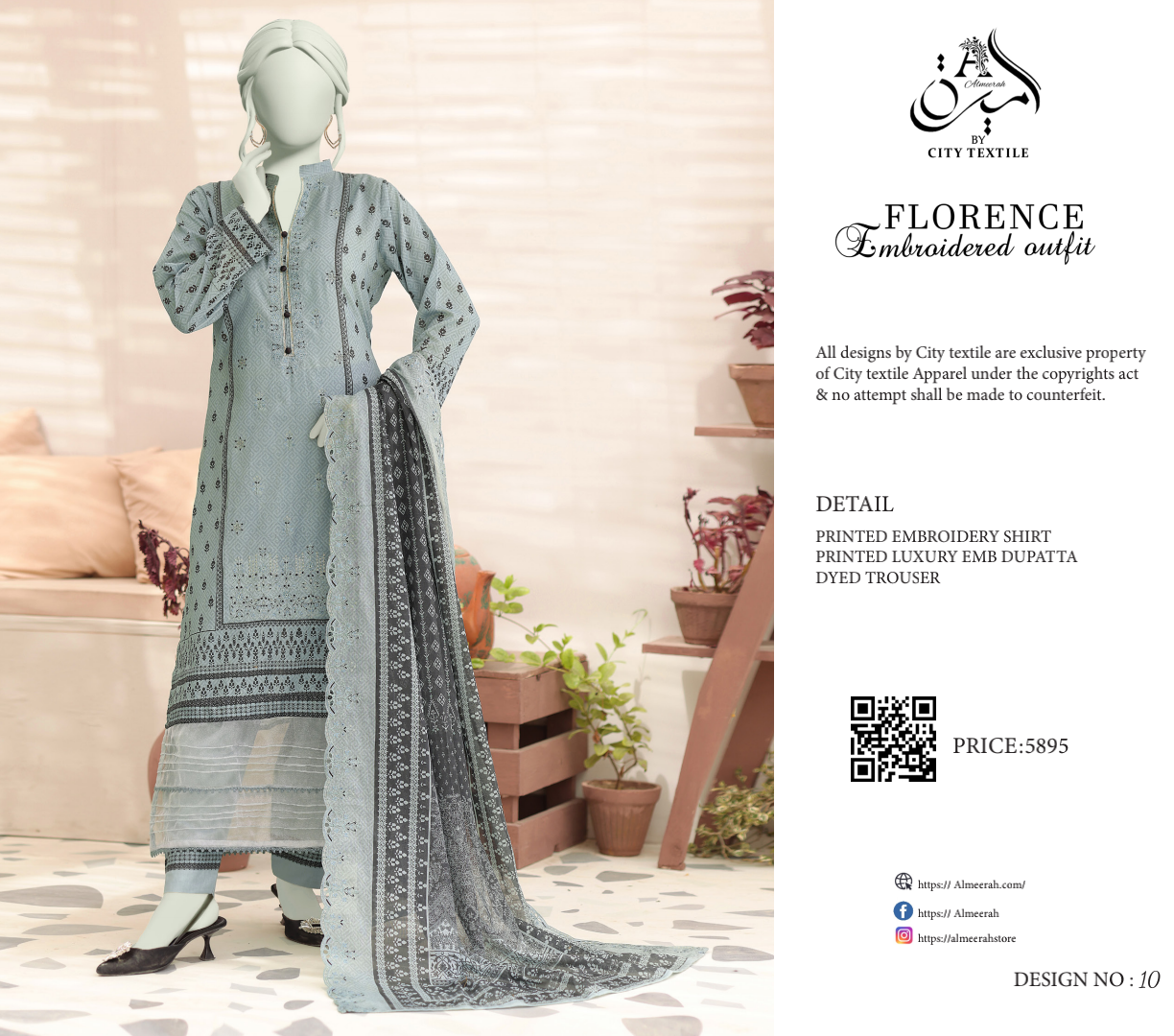 š§”š„ ALMEERAH FLORENCE Embroidery Cutwork Dupatta 3 Pieces š„ā¤ļø