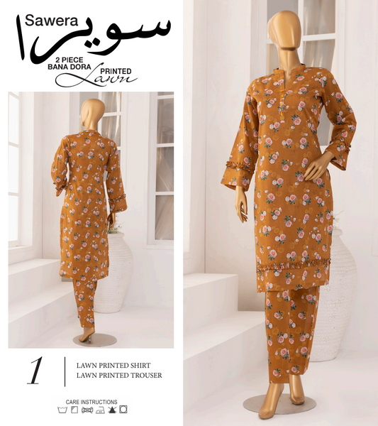 π SAWERA BANADORA 100% Original Lawn 2 PC Unstitched β Series 2025 π