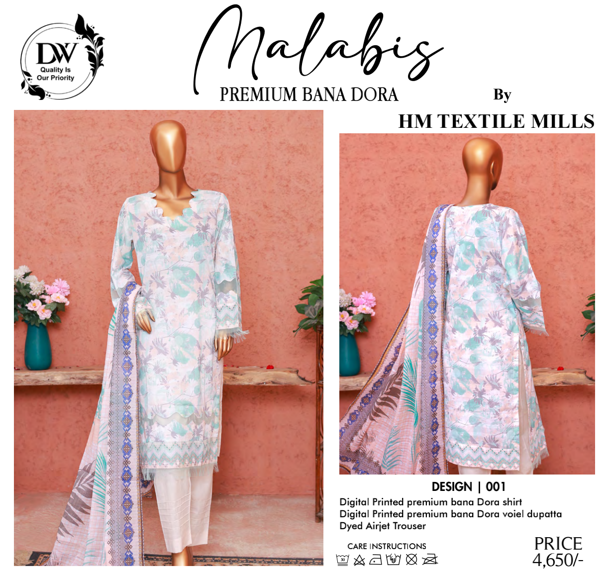 Malabis Doria Lawn Unstitched 3 Pieces 🔥❤️