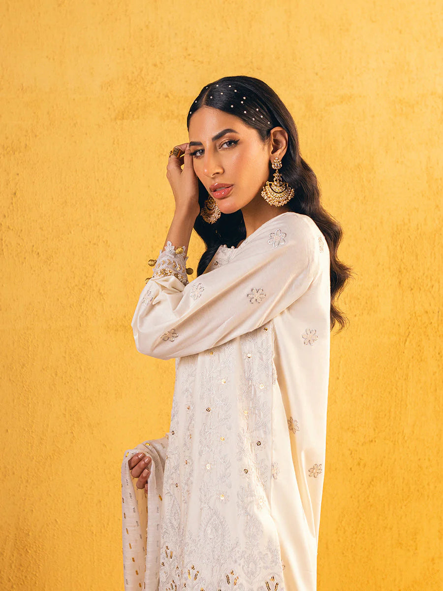 Salitex Embroidered lawn white 3P