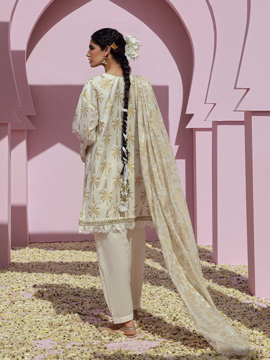 Salitex Embroidered lawn white 3P