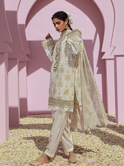 Salitex Embroidered lawn white 3P