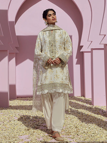 Salitex Embroidered lawn white 3P