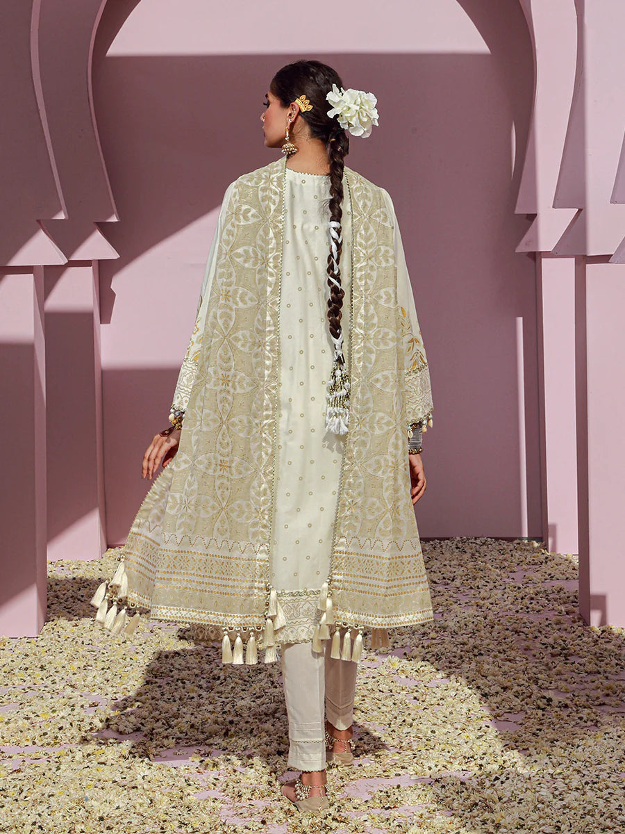 Salitex Embroidered lawn white 3P