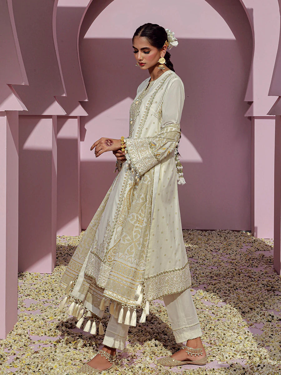 Salitex Embroidered lawn white 3P