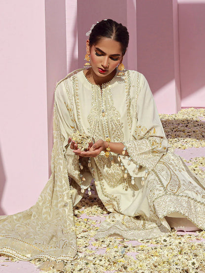 Salitex Embroidered lawn white 3P