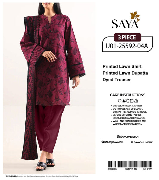 🔰💖 SAYA SUMMER COLLECTION 💖🔰✨ 3 PIECE UNSTITCHED LAWN ✨U01-25592-04A