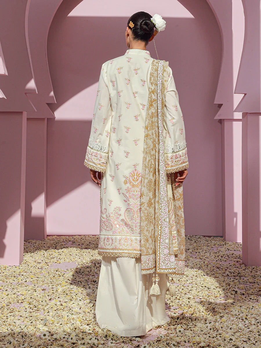 Salitex Embroidered lawn white 3P