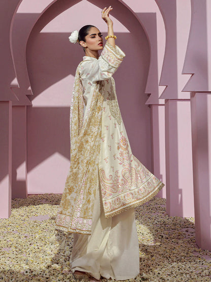 Salitex Embroidered lawn white 3P
