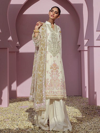 Salitex Embroidered lawn white 3P