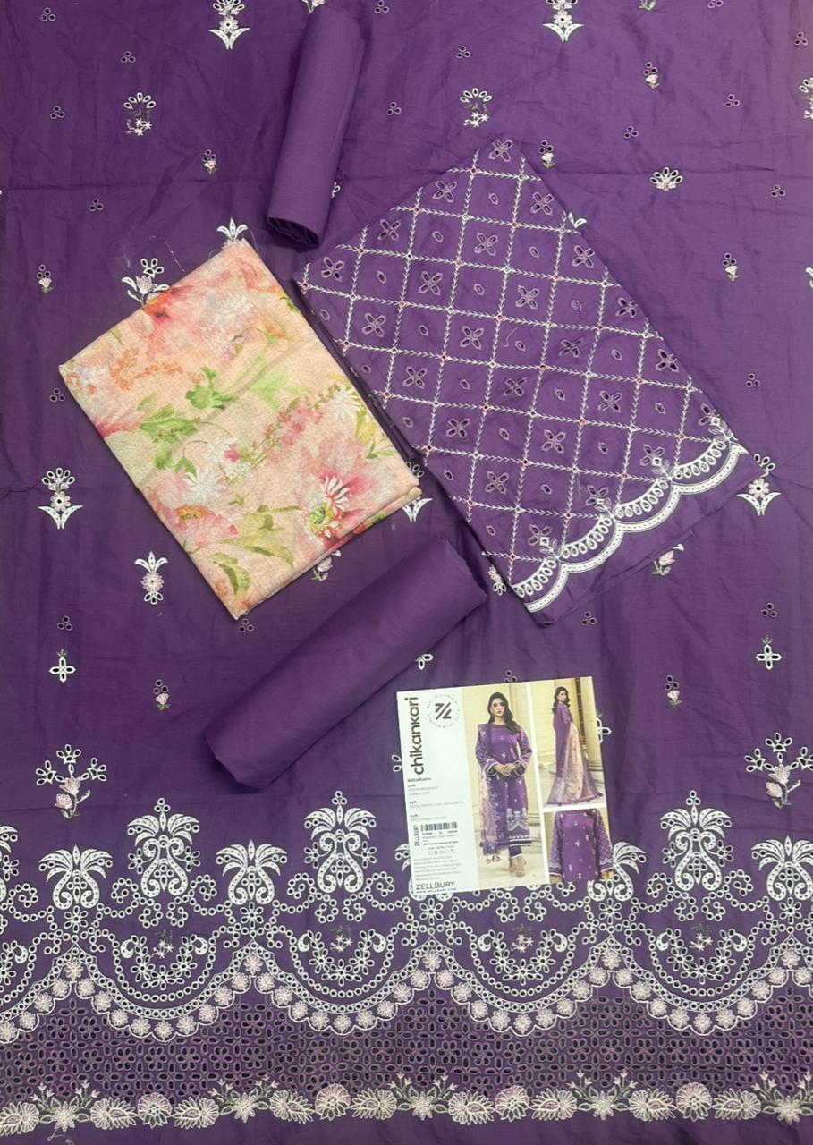 🌸✨ Zellbury Signature Unstitched Fancy Chikankari Luxury 3 Pieces ✨🌸