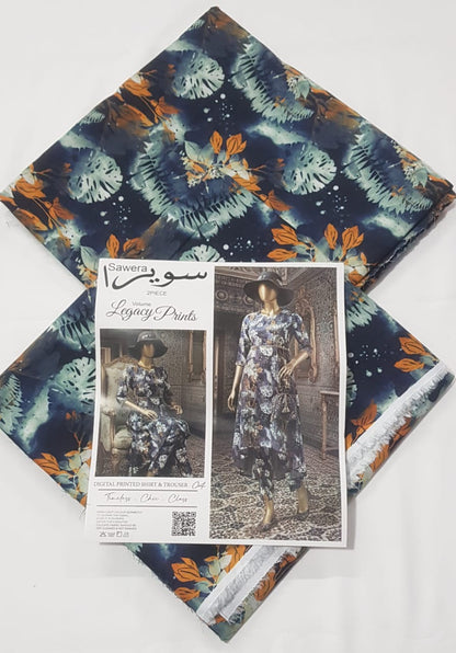🌟 SAWERA Legacy Prints 100% Original Lawn 2 PC Unstitched – Series 2025 🌟