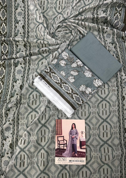 ZESH Unstitched Lawn 100% Original 3 PCs Suit In WHOLESALE PRICE 💯✨