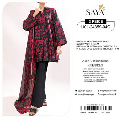 SAYA Collection 2025 | 3 Piece Unstitched Digital Printed Lawn | Airjet Lawn Shirt, Dupatta & Trouser 🔥