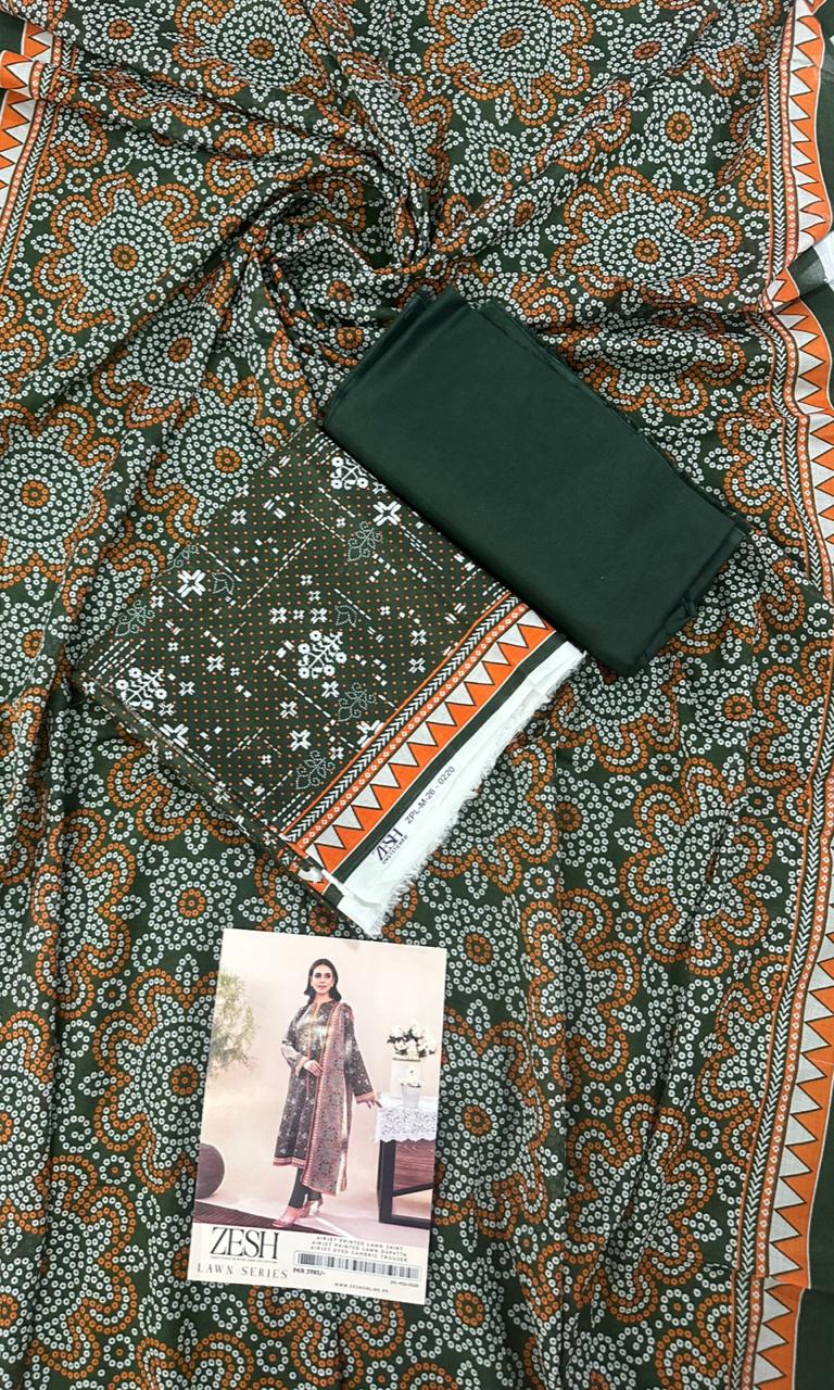 ZESH Unstitched Lawn 100% Original 3 PCs Suit In WHOLESALE PRICE 💯✨