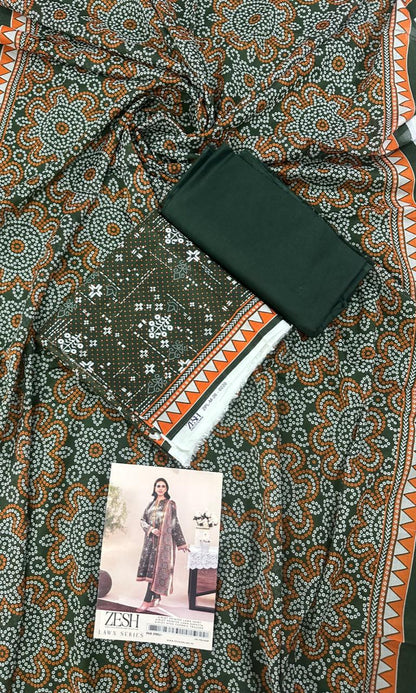 ZESH Unstitched Lawn 100% Original 3 PCs Suit In WHOLESALE PRICE 💯✨