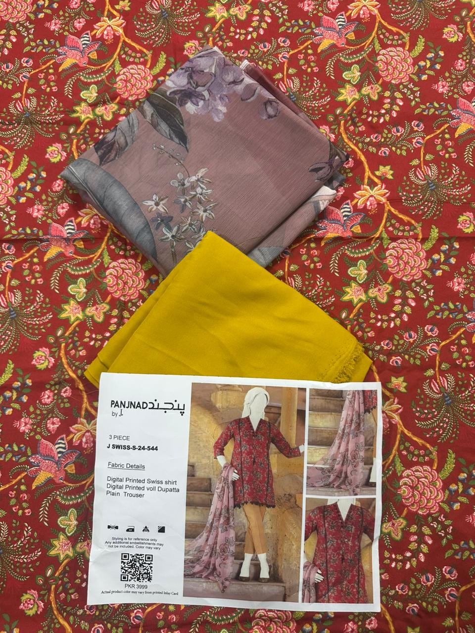 🌟 Panjnad by J. – Silk Unstitched 3PCS 🌟
