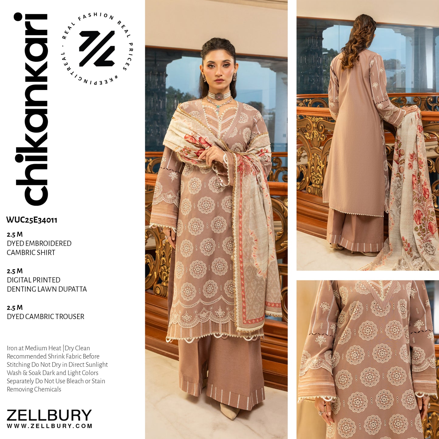 🌸✨ Zellbury Signature Unstitched Fancy Chikankari Luxury 3 Pieces ✨🌸