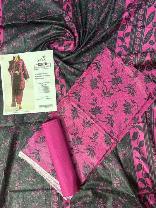 🔰💖 SAYA SUMMER COLLECTION 💖🔰✨ 3 PIECE UNSTITCHED LAWN ✨U01-25592-04A