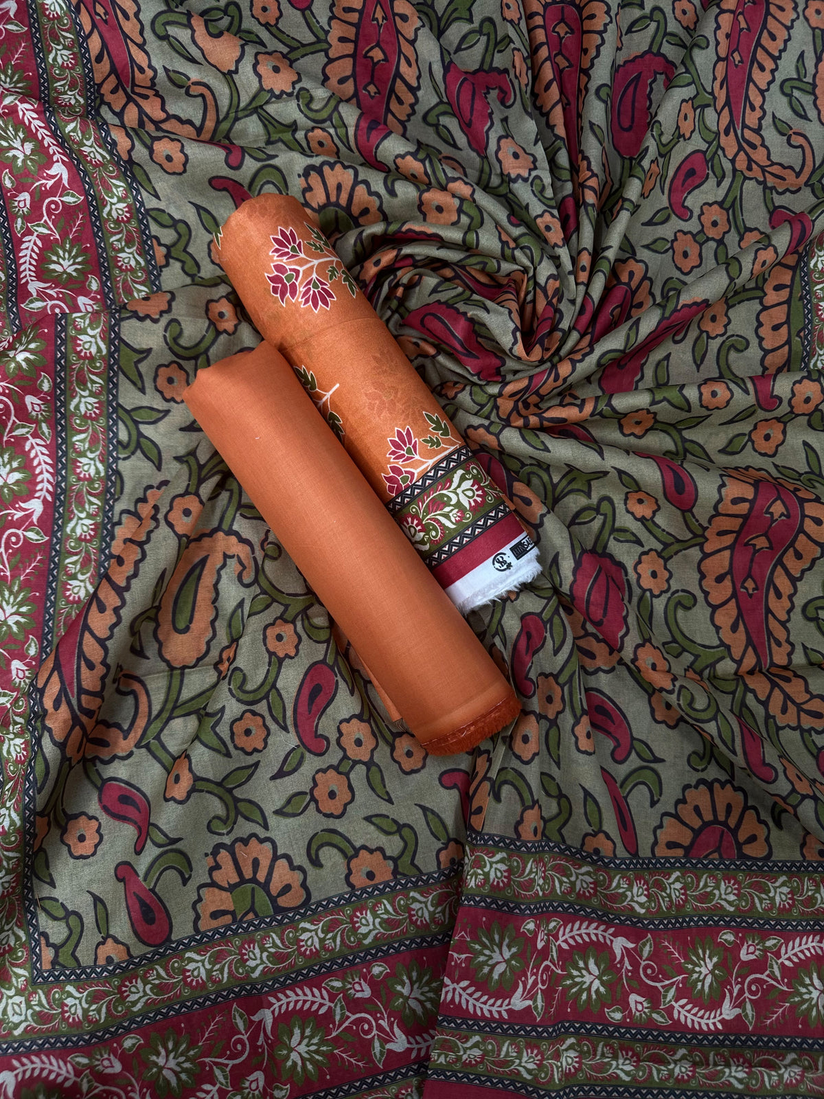 Bin Saeed Peach Printed Cotton 3Pcs