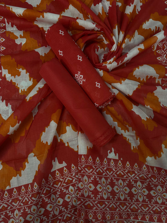 Bin Saeed Orange Printed Cotton 3Pcs