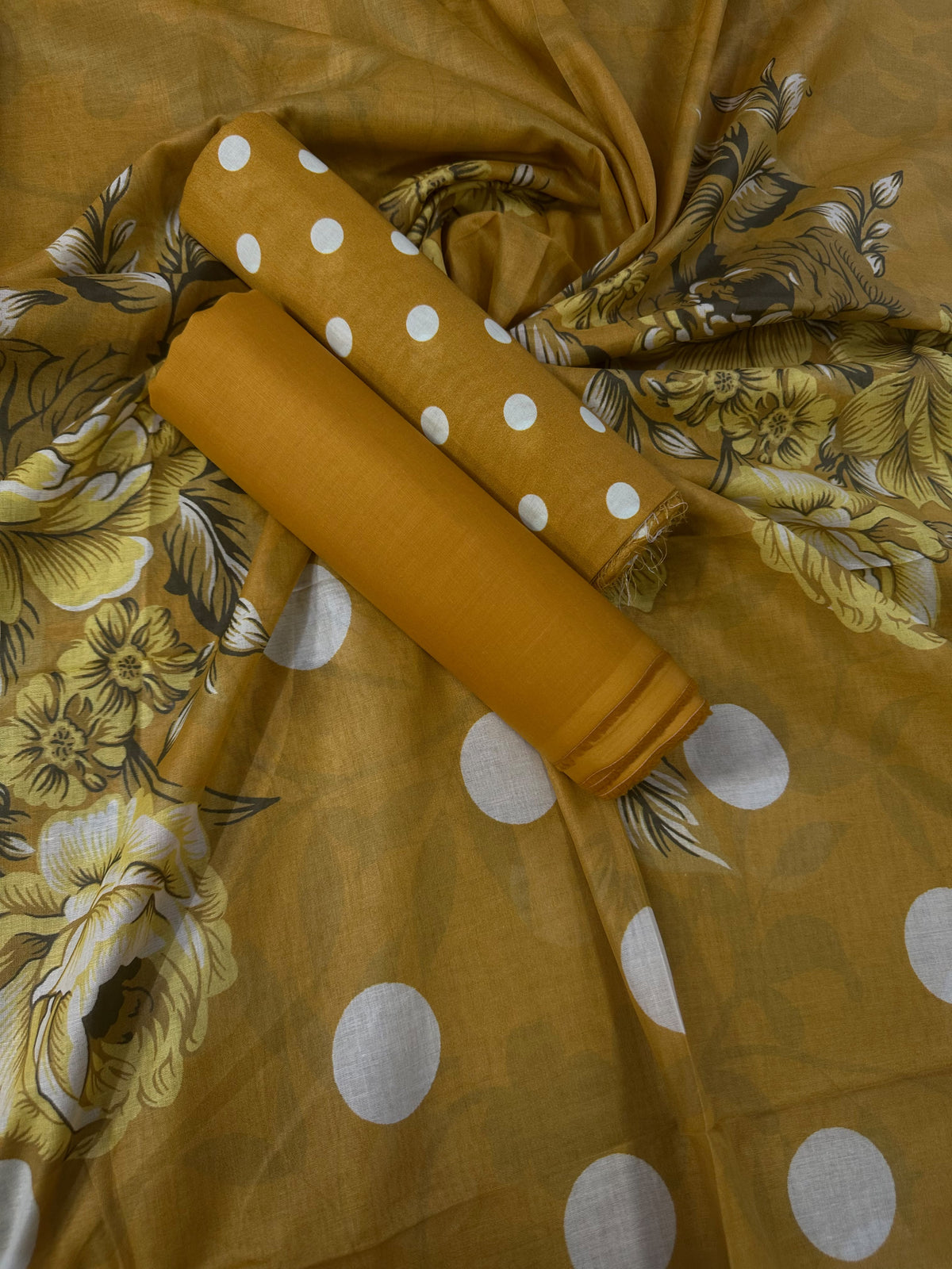 Bin Saeed Mustard Printed Cotton 3Pcs