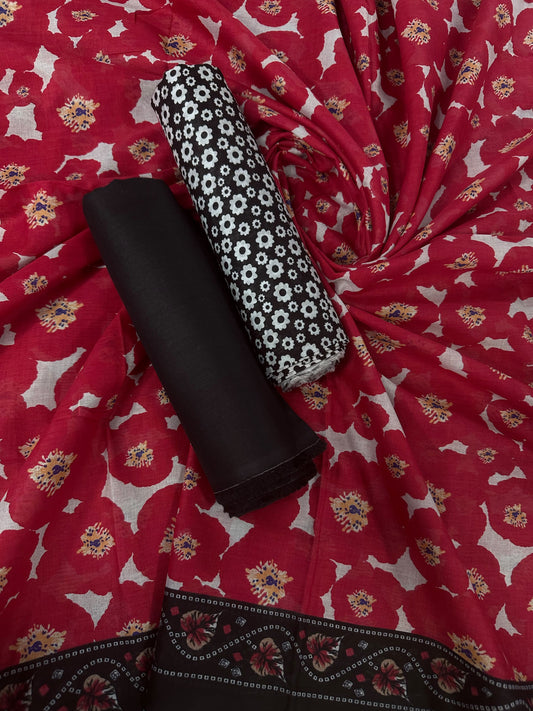 Bin Saeed Black Chundri Printed Cotton 3Pcs