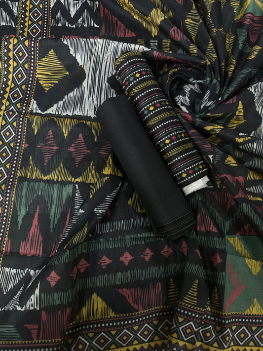 Bin Saeed Black Chundri Printed Cotton 3Pcs