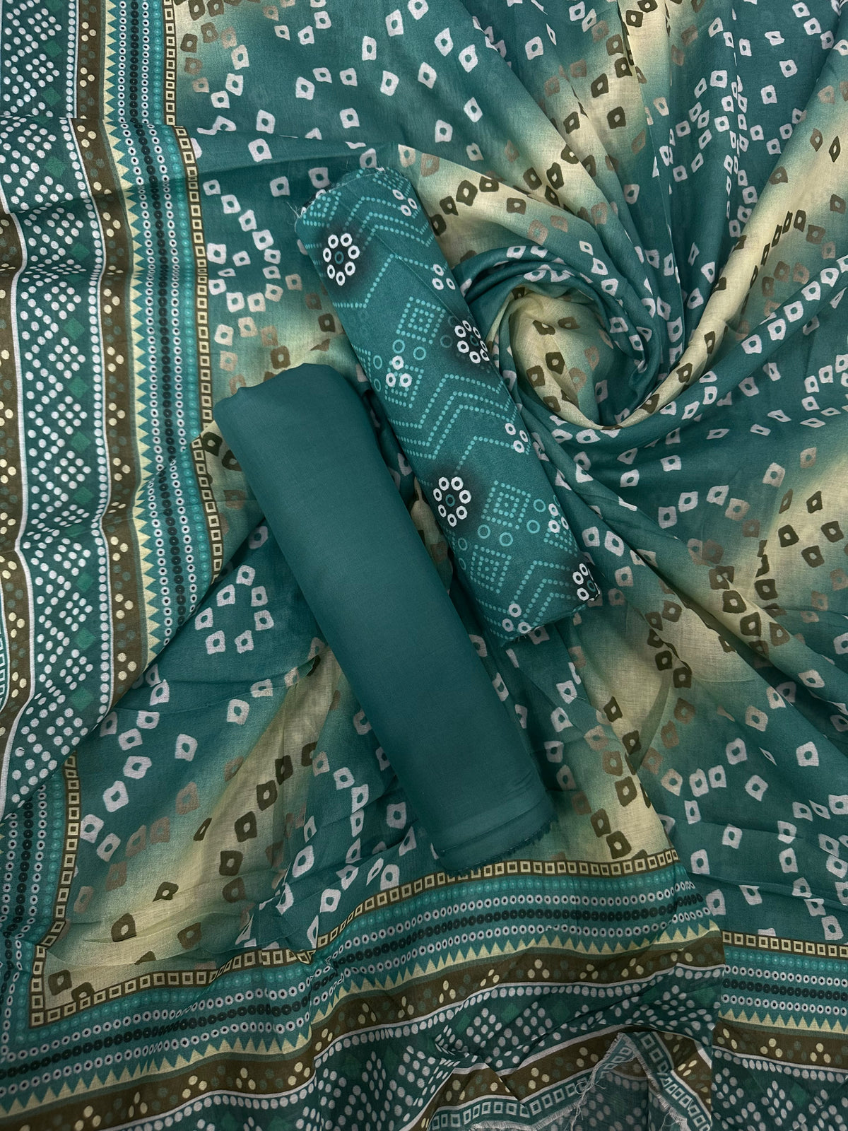 Bin Saeed Teal Chundri Printed Cotton 3Pcs