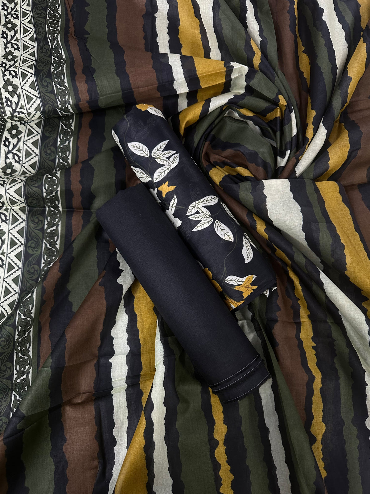 Bin Saeed Black Printed Cotton 3Pcs