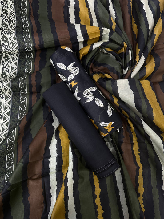 Bin Saeed Black Printed Cotton 3Pcs