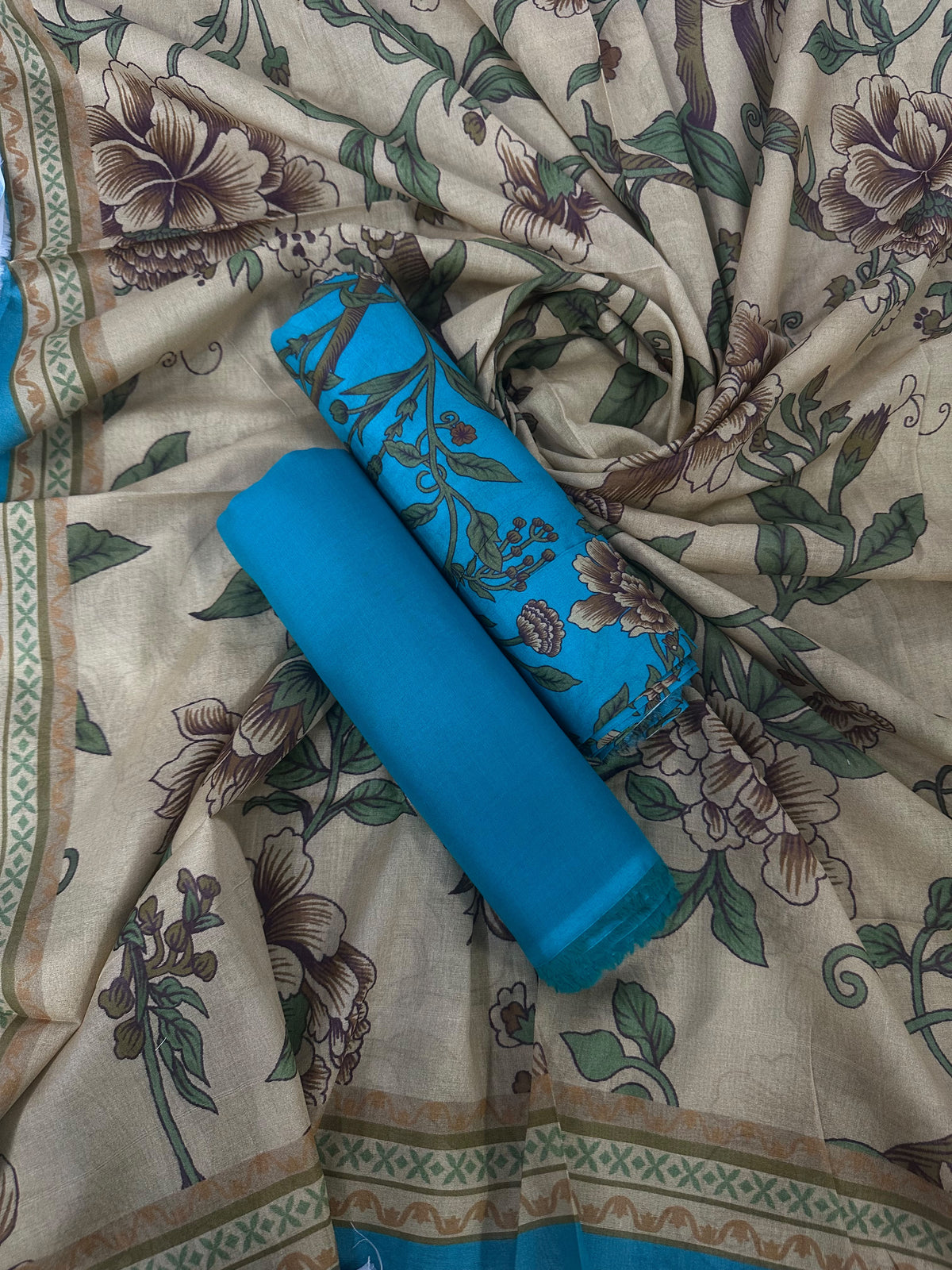 Bin Saeed Light Blue Printed Cotton 3Pcs