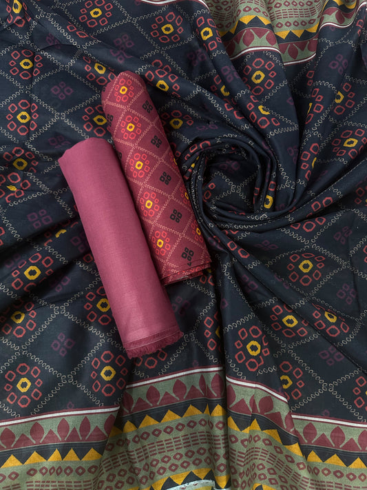 Bin Saeed Maroon Printed Cotton 3Pcs