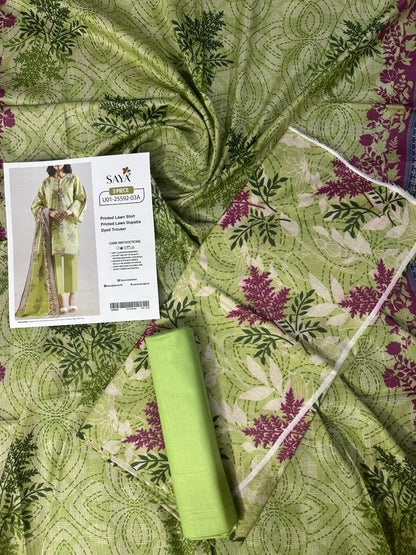 🔰💖 SAYA SUMMER COLLECTION 💖🔰✨ 3 PIECE UNSTITCHED LAWN ✨U01-25592-03A