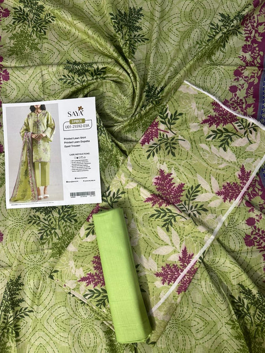 🔰💖 SAYA SUMMER COLLECTION 💖🔰✨ 3 PIECE UNSTITCHED LAWN ✨U01-25592-03A