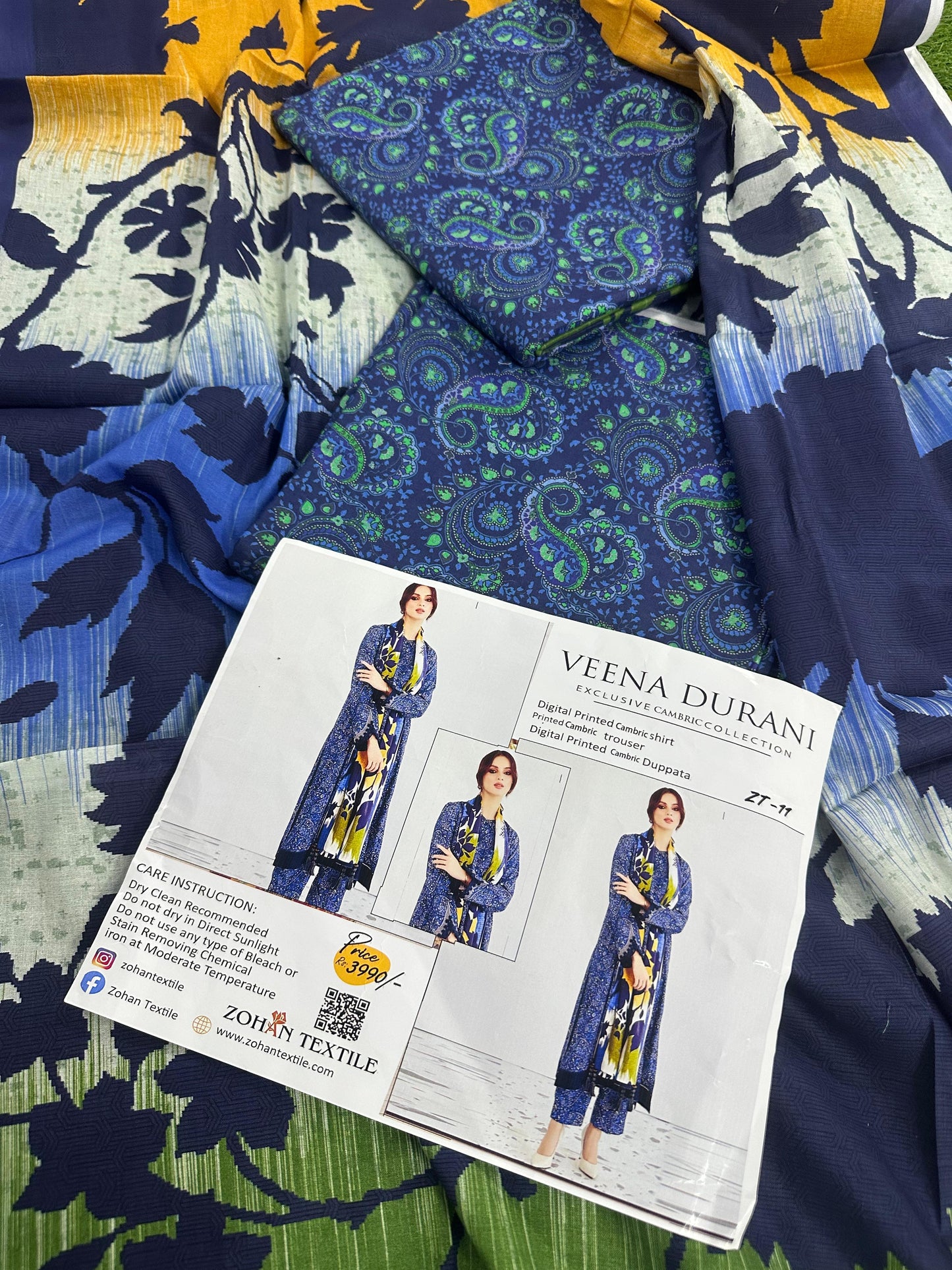 VEENA DURRANI Unstitched Lawn 3 Piece in Wholesale Price 🔥