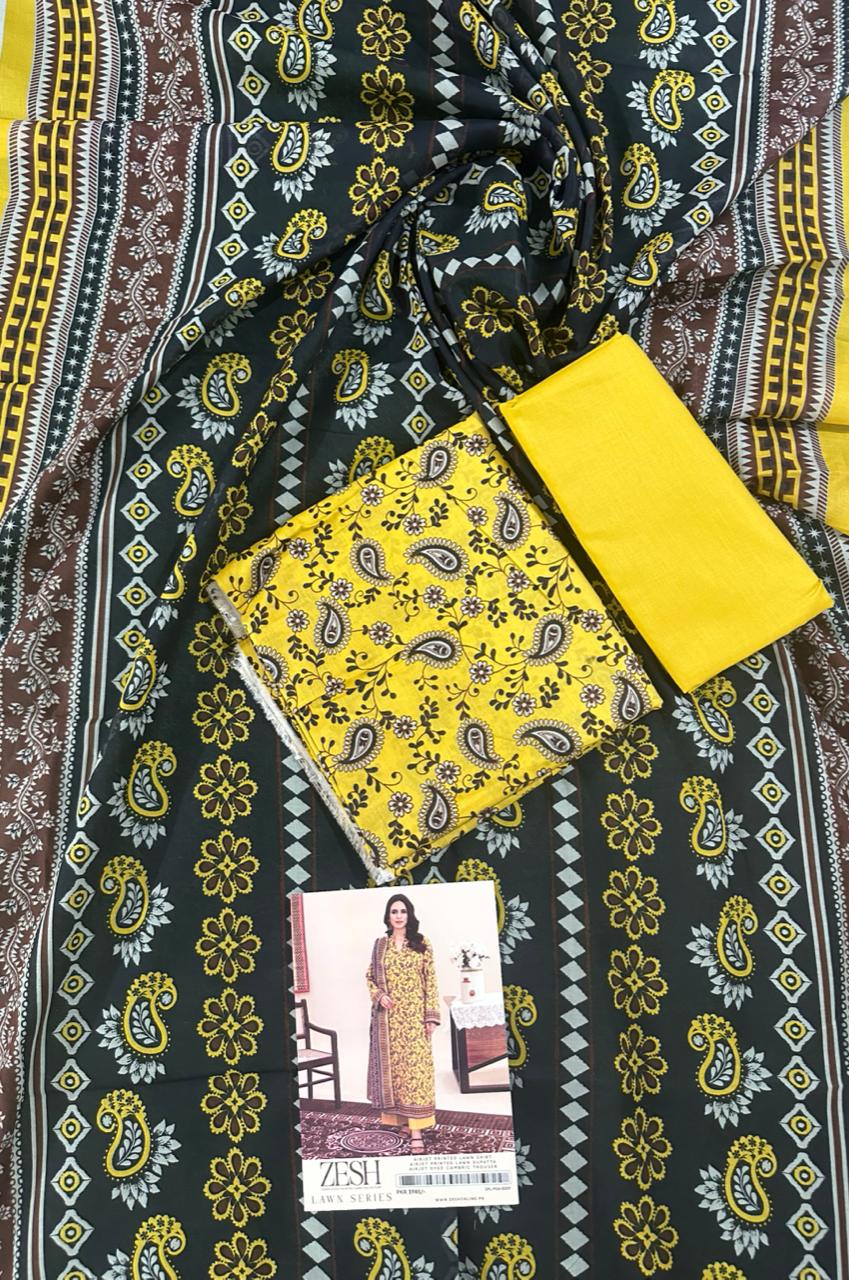 ZESH Unstitched Lawn 100% Original 3 PCs Suit In WHOLESALE PRICE 💯✨