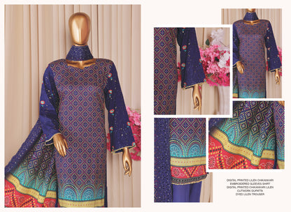 MTF AASHI Lilen Chikankari Embroidered 3 Piece Collection 2025