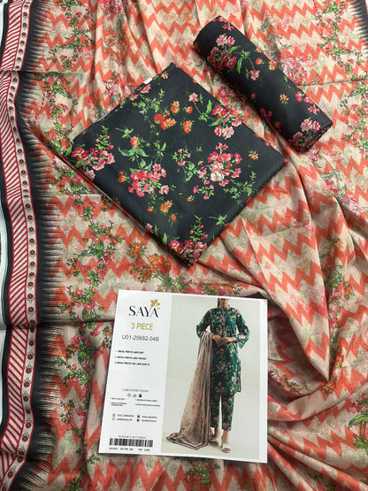 🌸 SAYA 🌸 Lawn Unstitched 3 Pieces in Wholesale Price 🔥🧡