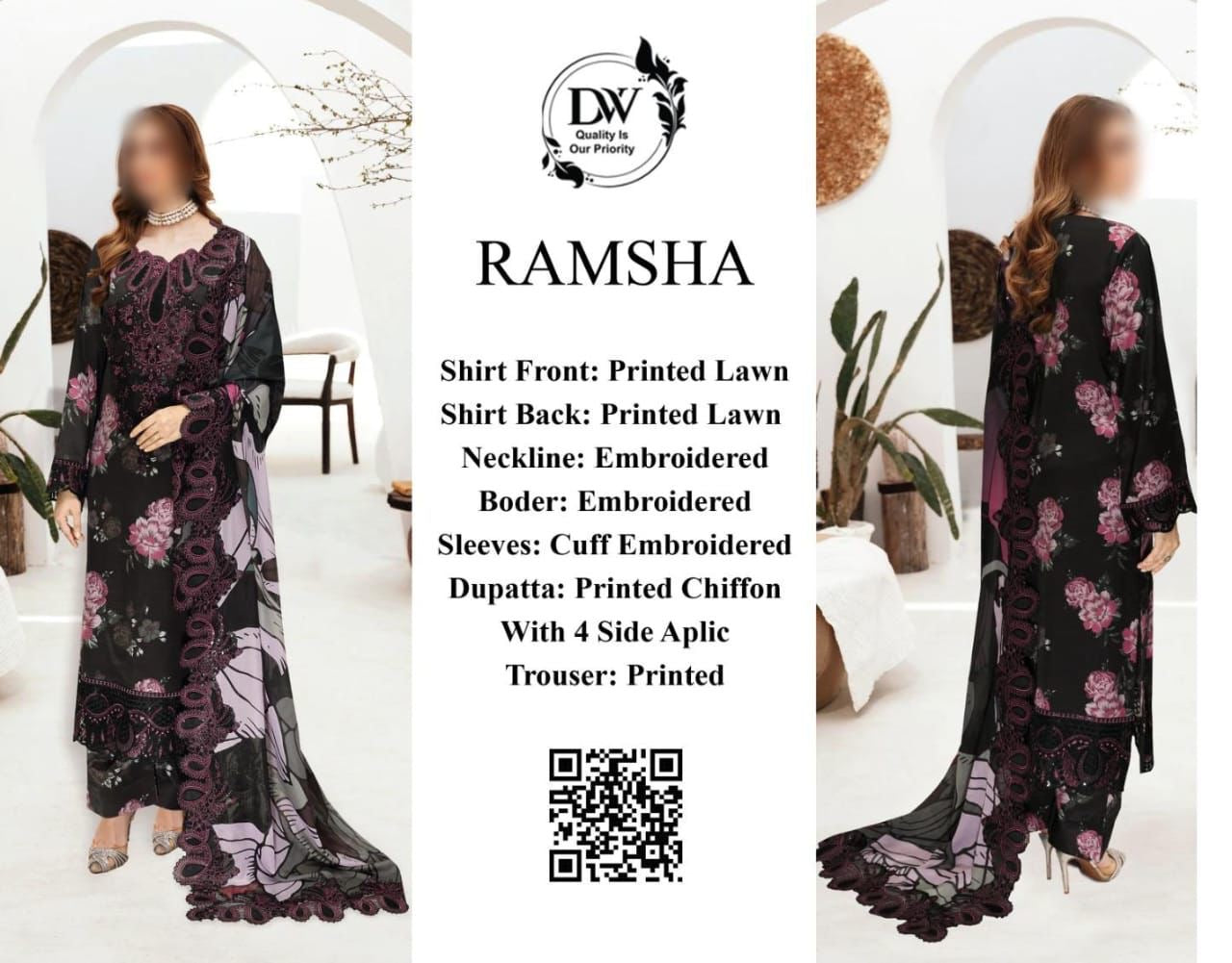 RAMSHA Elegant 3PC Unstitched Lawn Suit Collection