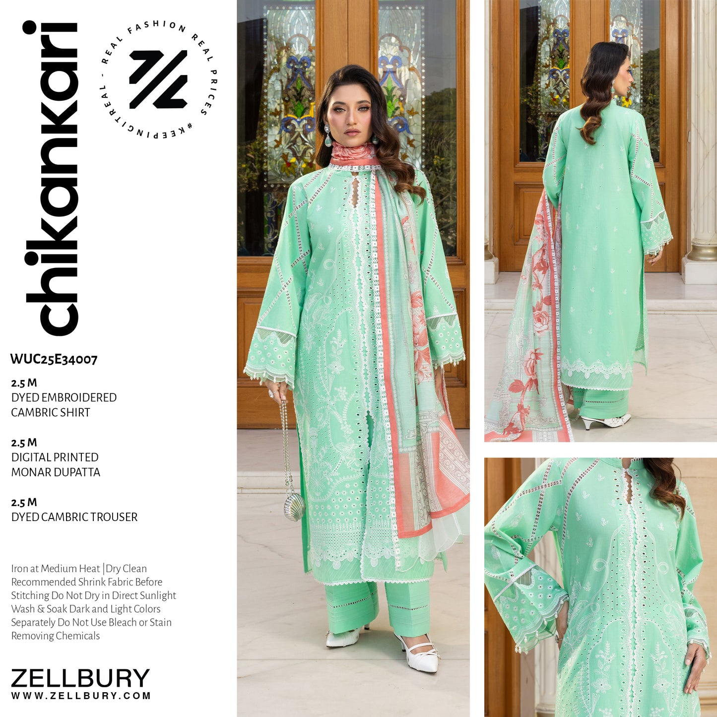 🌸✨ Zellbury Signature Unstitched Fancy Chikankari Luxury 3 Pieces ✨🌸