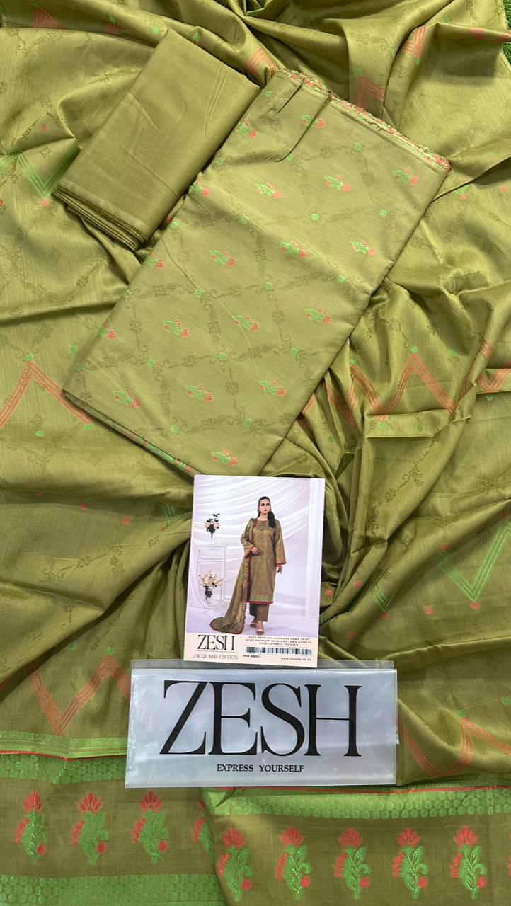 ZESH Unstitched Jacquard 100% Original 3 PCs Suit In WHOLESALE PRICE 💯✨
