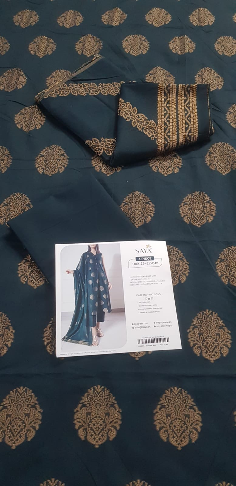 Saya Unstitched Jacquard 100% Original Cotton 3 PCs Suit In WHOLESALE PRICE 💯✨