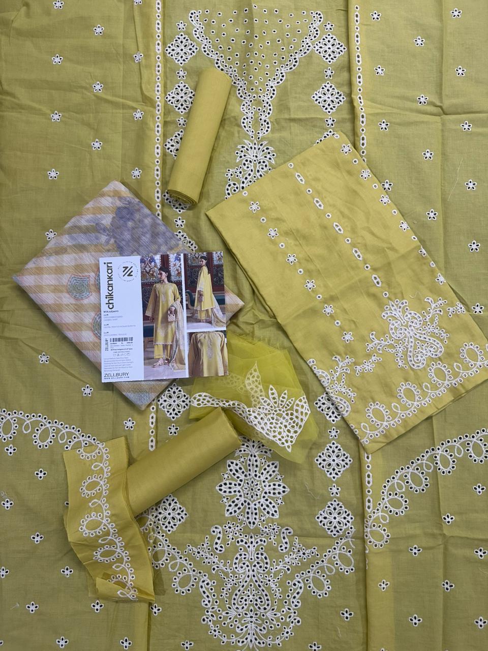 🌸✨ Zellbury Signature Unstitched Fancy Chikankari Luxury 3 Pieces ✨🌸